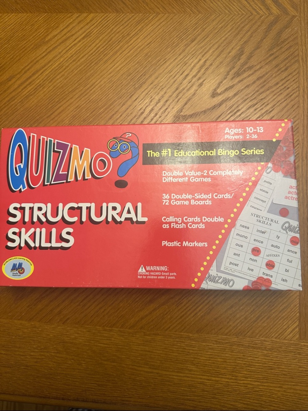 Quizmo Structural Skills Educational Bingo Game - Red